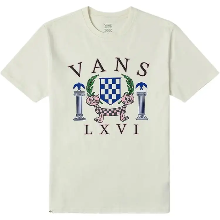 Vans T Shirts Women's Ecru Crew Neck Moderate Straight Fit
