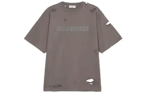 Balenciaga Distressed Graphic T Shirt 'Taupe'