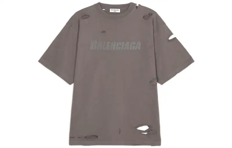 Balenciaga Distressed Graphic T Shirt 'Taupe'