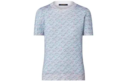 LOUIS VUITTON New Quarterly Products Of LV T Shirts Women's Blue Crew Neck Moderate Straight Fit