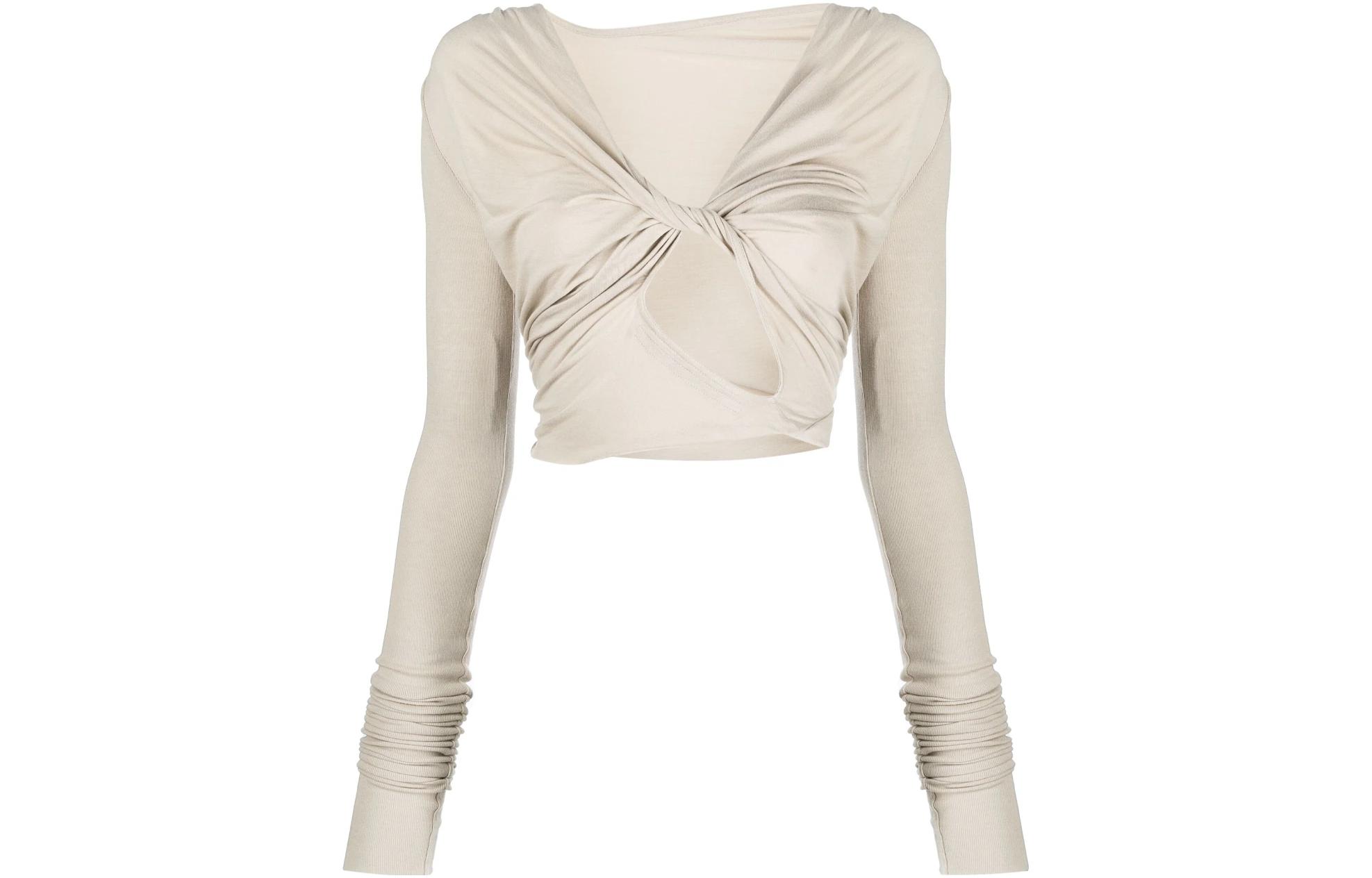 RICK OWENS Lilies Draped Cotton Crop Top