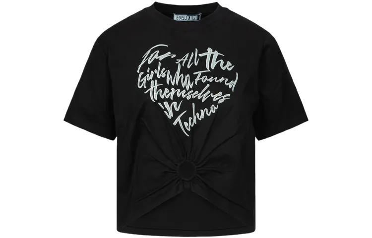 EVISU T Shirts Women's Black Crew Neck Moderate Other