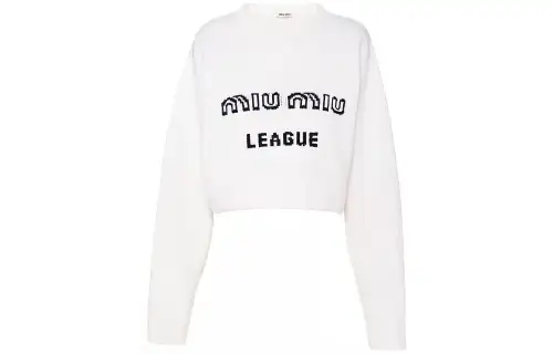 MIU MIU Sweaters Women's White Crew Neck Moderate Other