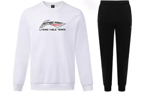 Li Ning Sweatshirt Set Unisex White+Black