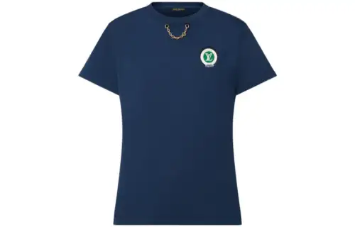 LOUIS VUITTON New Quarterly Products Of LV T Shirts Women's Blue Crew Neck Moderate