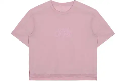 ASICS T Shirts Women's Pink Crew Neck Moderate Straight Fit