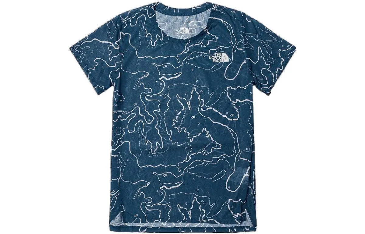THE NORTH FACE T-Shirts Women's Blue Crew Neck Moderate Straight Fit