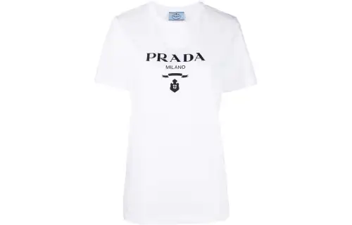 PRADA T Shirts Women's White Crew Neck Moderate Straight Fit