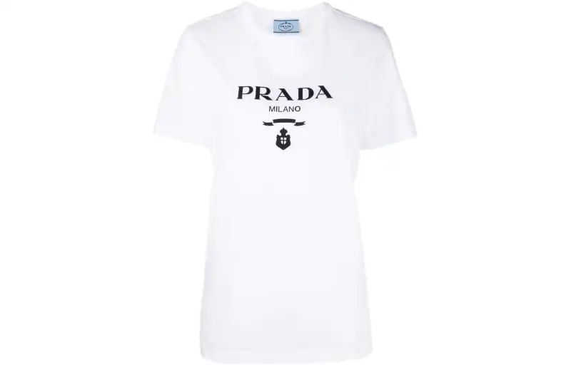 PRADA T Shirts Women's White Crew Neck Moderate Straight Fit