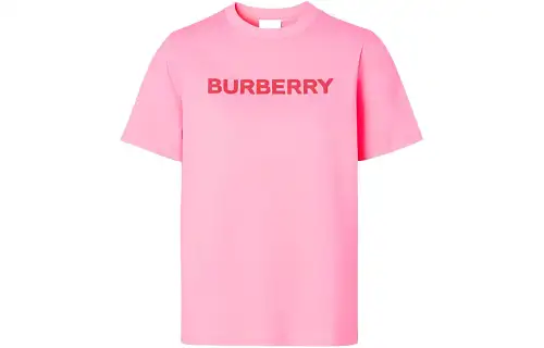 Burberry Women's Frontal Logo Cotton T Shirt Pink