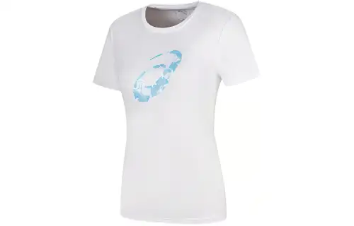 ASICS T Shirts Women's White Crew Neck Thin Straight Fit