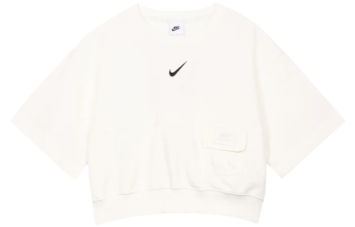 Nike Crop Tops Women's White Crew Neck Moderate