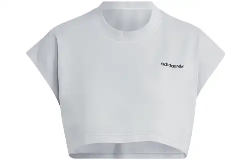 Adidas Originals Crop Tops Women's Gray Crew Neck Moderate