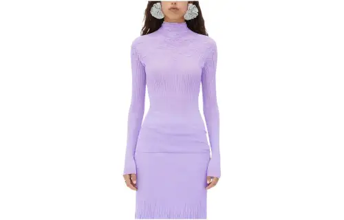 Bottega Veneta Cotton Flowers High Neck Jumper Sweater Women's Purple