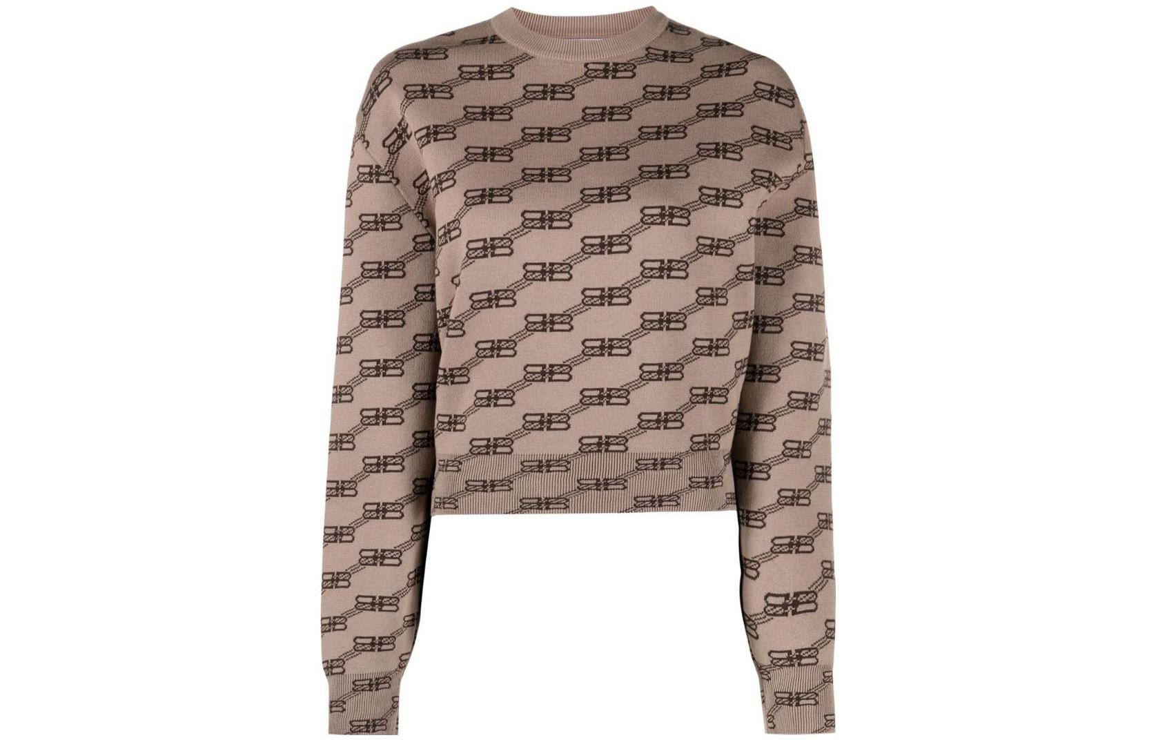 Женский свитер Balenciaga BB Monogram (коричневый)