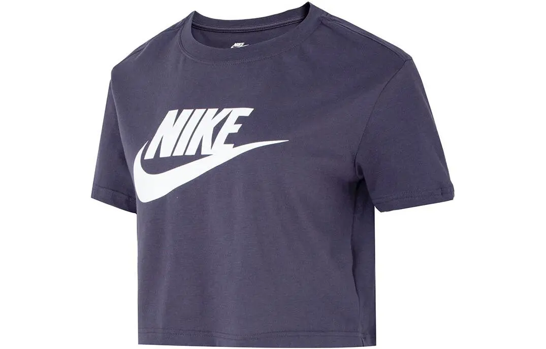 Nike Sportswear Essentials Crop Tops Women's Purple Crew Neck Moderate