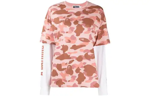 A BATHING APE T Shirts Women's Pink Crew Neck Moderate Straight Fit