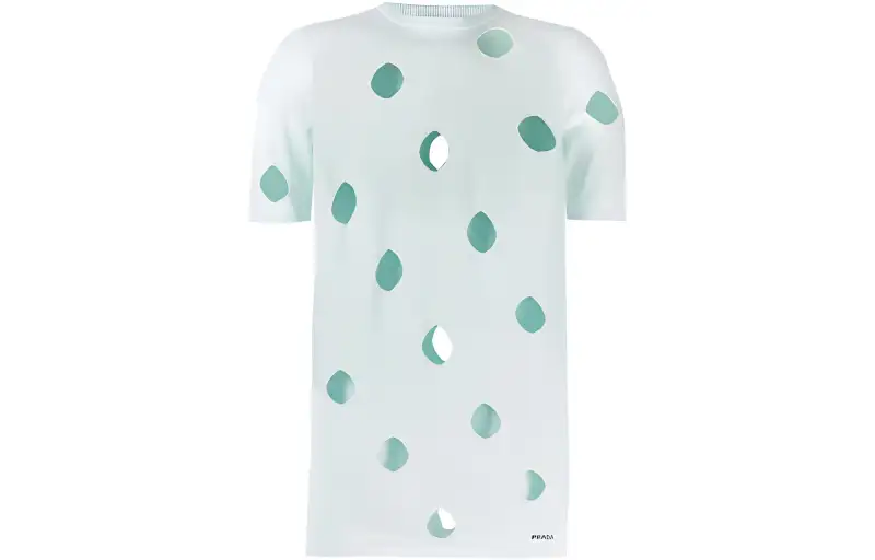 PRADA T Shirts Women's Light Green Crew Neck Moderate Straight Fit