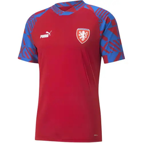 PUMA Czech Republic Soccer Jersey Men's Pepper Red Electric Blue Lemonade