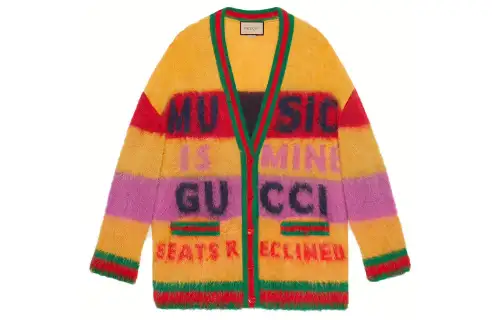 GUCCI Sweaters Women's Yellow V Neck Moderate Cardigan