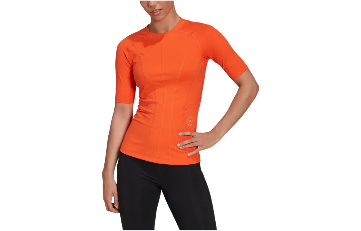Adidas T-Shirts Women's Half Impact Orange Crew Neck Moderate Nipped-in Waist