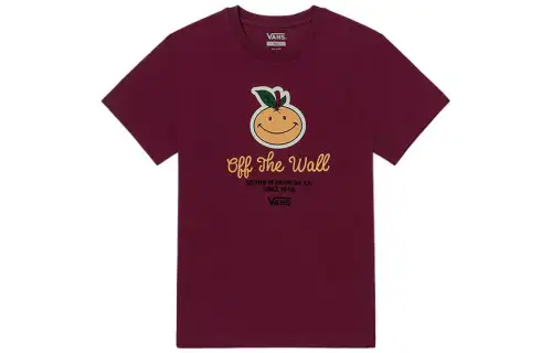 Vans T Shirts Women's Red Crew Neck Moderate Straight Fit