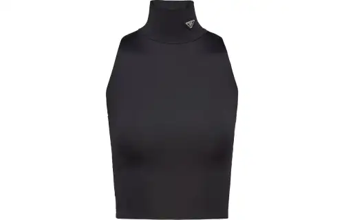 PRADA Crop Tops Women's Black Turtleneck Moderate