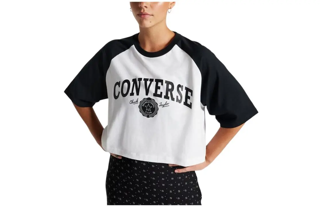 Converse Retro Cropped T Shirt T Shirt Women's White
