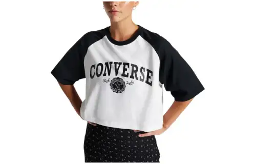 Converse Retro Cropped T Shirt T Shirt Women's White