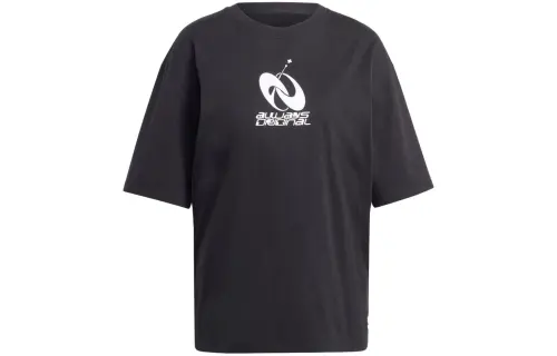 Adidas Originals Drop Shoulder Sleeve T Shirt Women's Black Japan Version