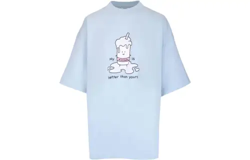 Vetements T Shirts Women's Blue Crew Neck Moderate Straight Fit