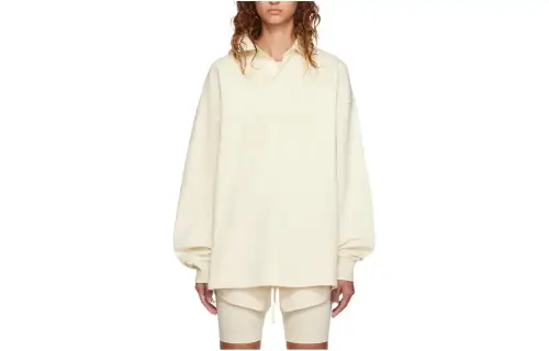 Fear Of God Essentials T Shirts Women's Eggshell White Lapel Moderate