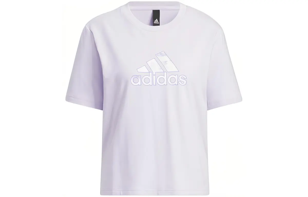 Adidas T-Shirts Women's Purple Crew Neck Moderate Straight Fit