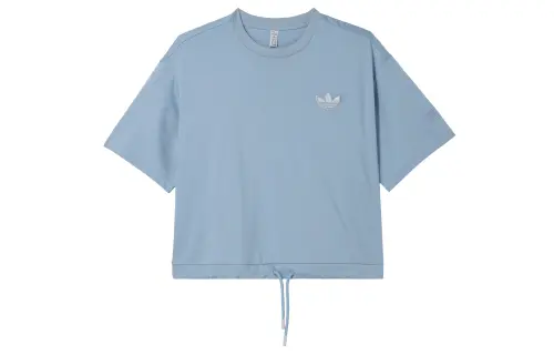 Adidas Originals T Shirts Women's Blue Crew Neck Moderate Straight Fit