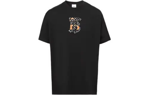 Burberry T Shirts Women's Black Crew Neck Moderate Straight Fit