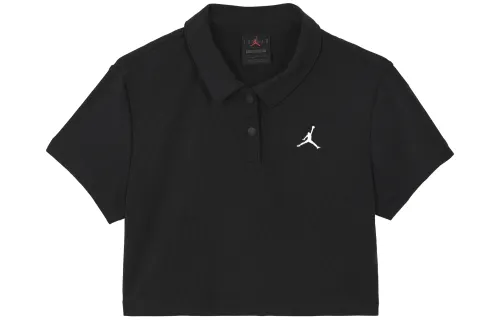 Jordan Crop Tops Women's Black Lapel Moderate