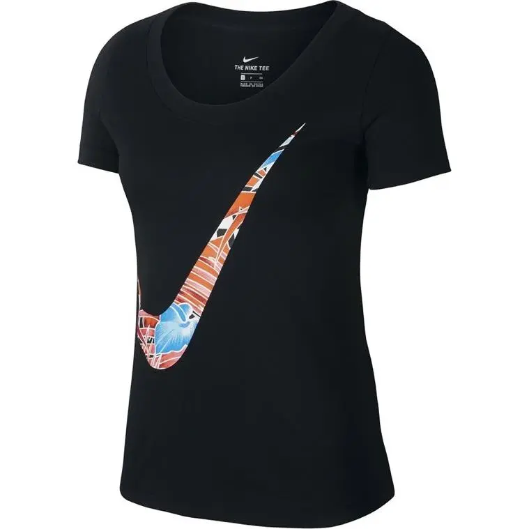 Nike T-Shirts Women's Black Crew Neck Moderate Straight Fit