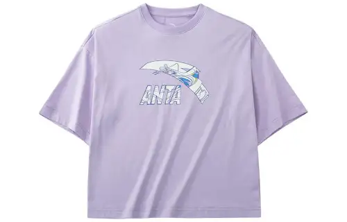 Anta Drop Shoulder Sleeve T Shirt Women's Purple