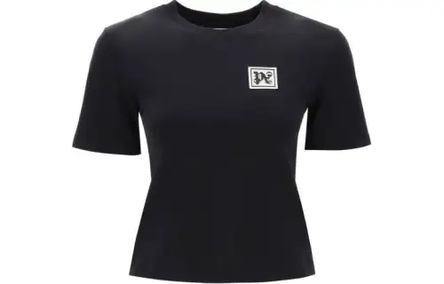 PALM ANGELS Logo Patch Crewneck T Shirt