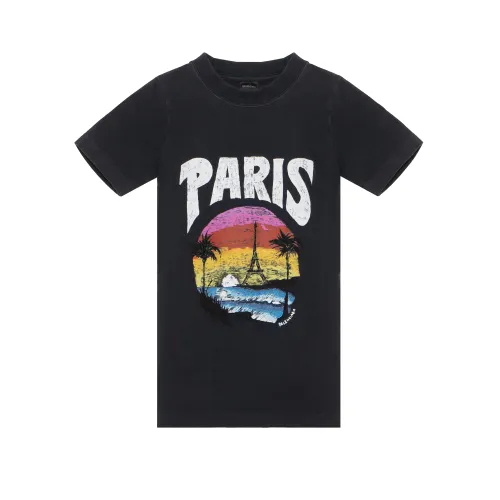 Balenciaga Women's Paris Tropical T shirt Fitted Black/White