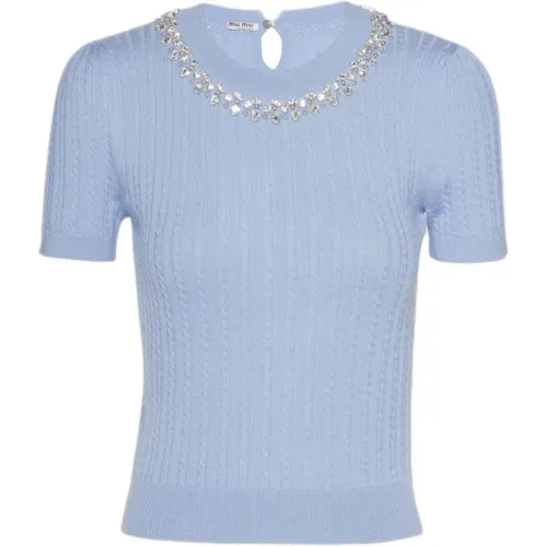 MIU MIU FW24 Sweater Women's Light Purple Blue
