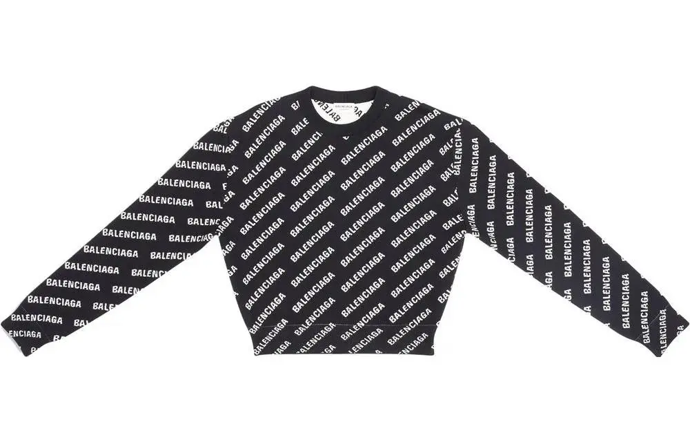 Balenciaga All Over Logo Crewneck 'Black/White'