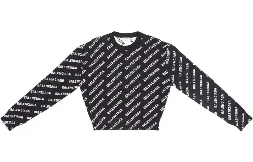 Balenciaga All Over Logo Crewneck 'Black/White'