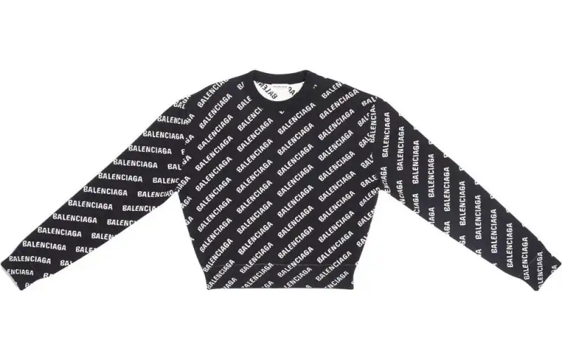 Balenciaga All Over Logo Crewneck 'Black/White'