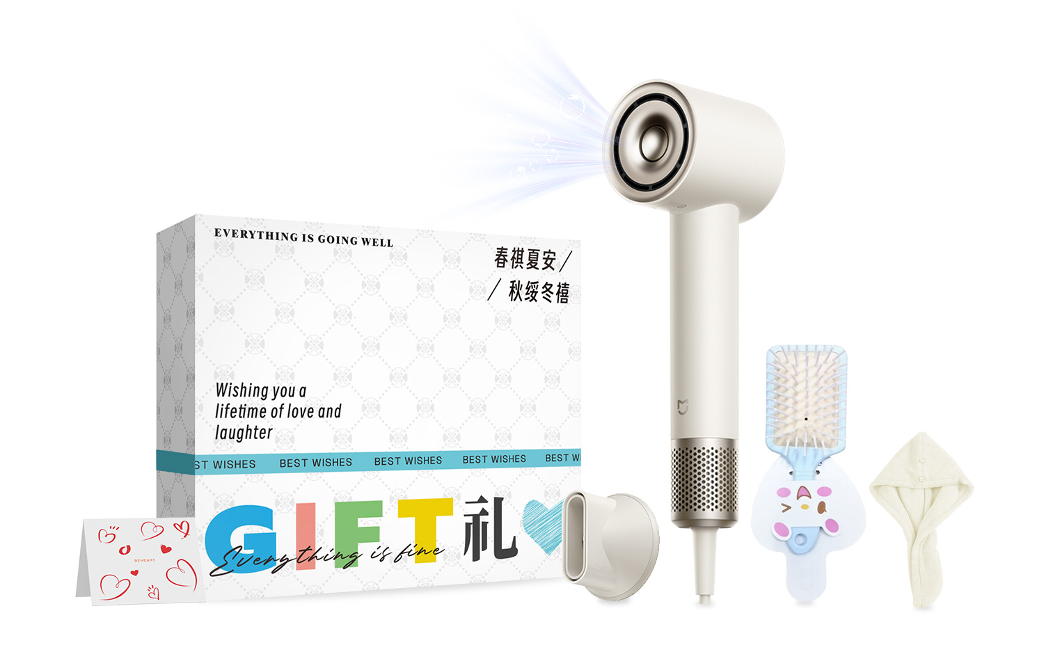 Xiaomi Mijia high-speed water ion hair dryer, savior of dry hair, moisturizing hair dryer, advanced three colors, intelligent temperature control, fast drying, hair styling gift box GSHS04LX