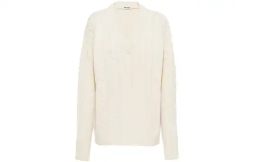MIU MIU Sweaters Women's White V Neck Moderate Other