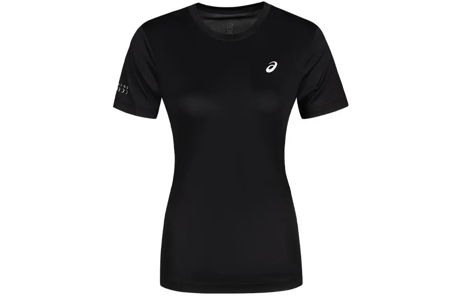 ASICS T-Shirts Women's Black Crew Neck Moderate Straight Fit