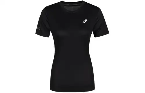 ASICS T Shirts Women's Black Crew Neck Moderate Straight Fit