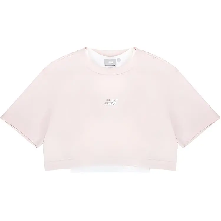 New Balance T-Shirts Women's Pink Crew Neck Moderate Straight Fit
