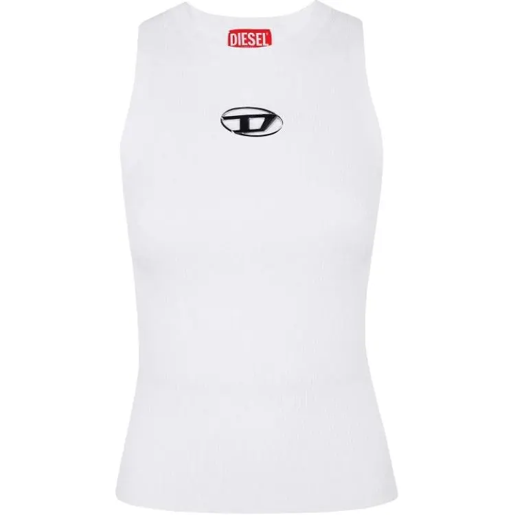 DIESEL M Caddix Logo Plaque Ribbed Knit Top